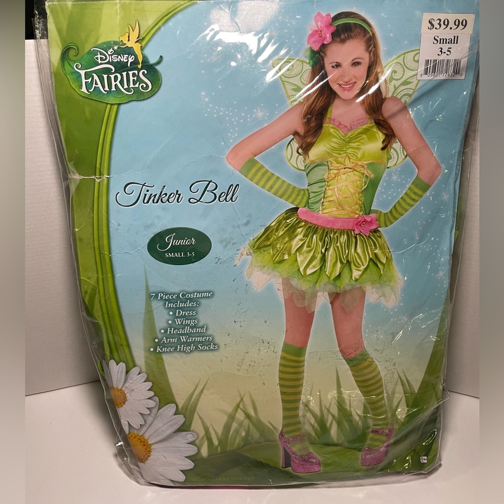 Brand New Disney Fairies Tinker Bell Junior Costume Size S ( 3-5) 7 Pieces